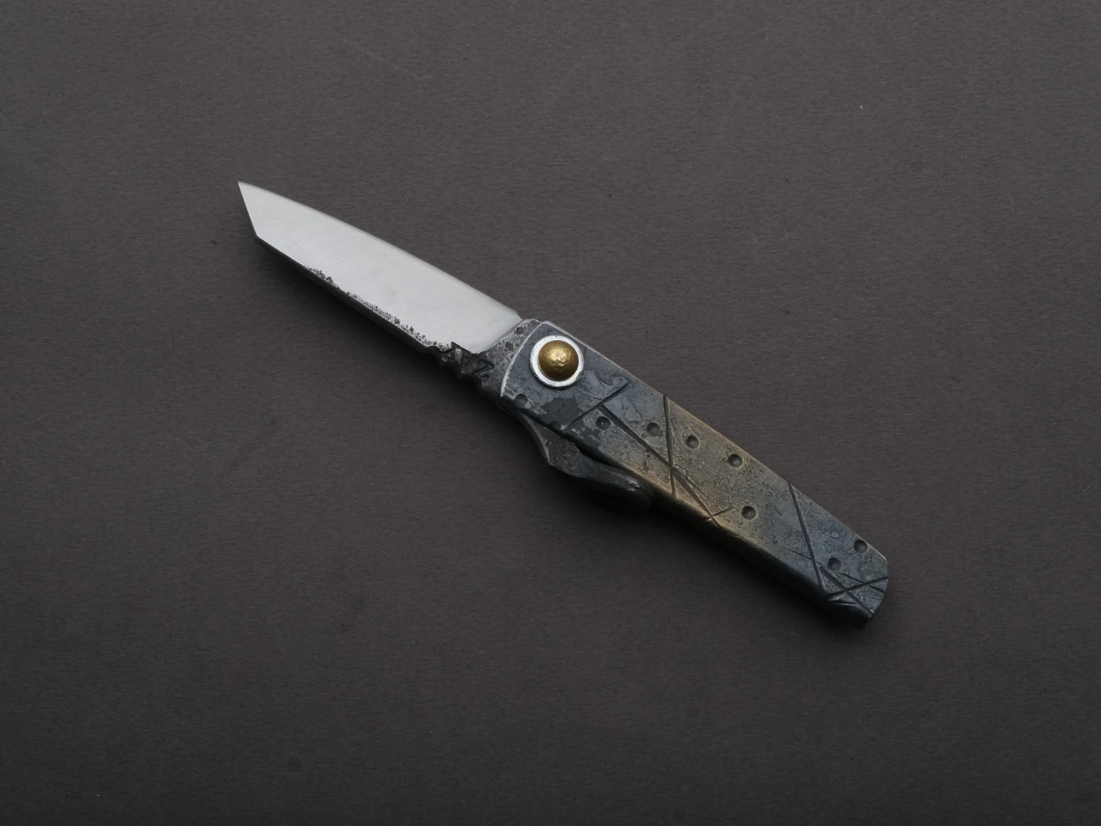 Zay Knives - Folding Knife - Higonokami - 1080 Carbon - 60mm - Stainless Handle - No. 7